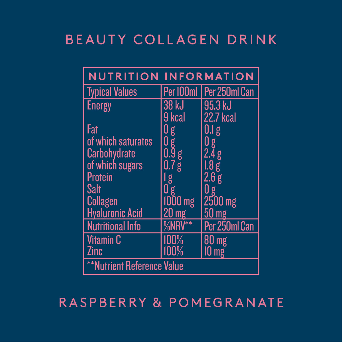 Dose & Co Beauty Collagen Sparkling Drink Raspberry & Pomegranate 250ml