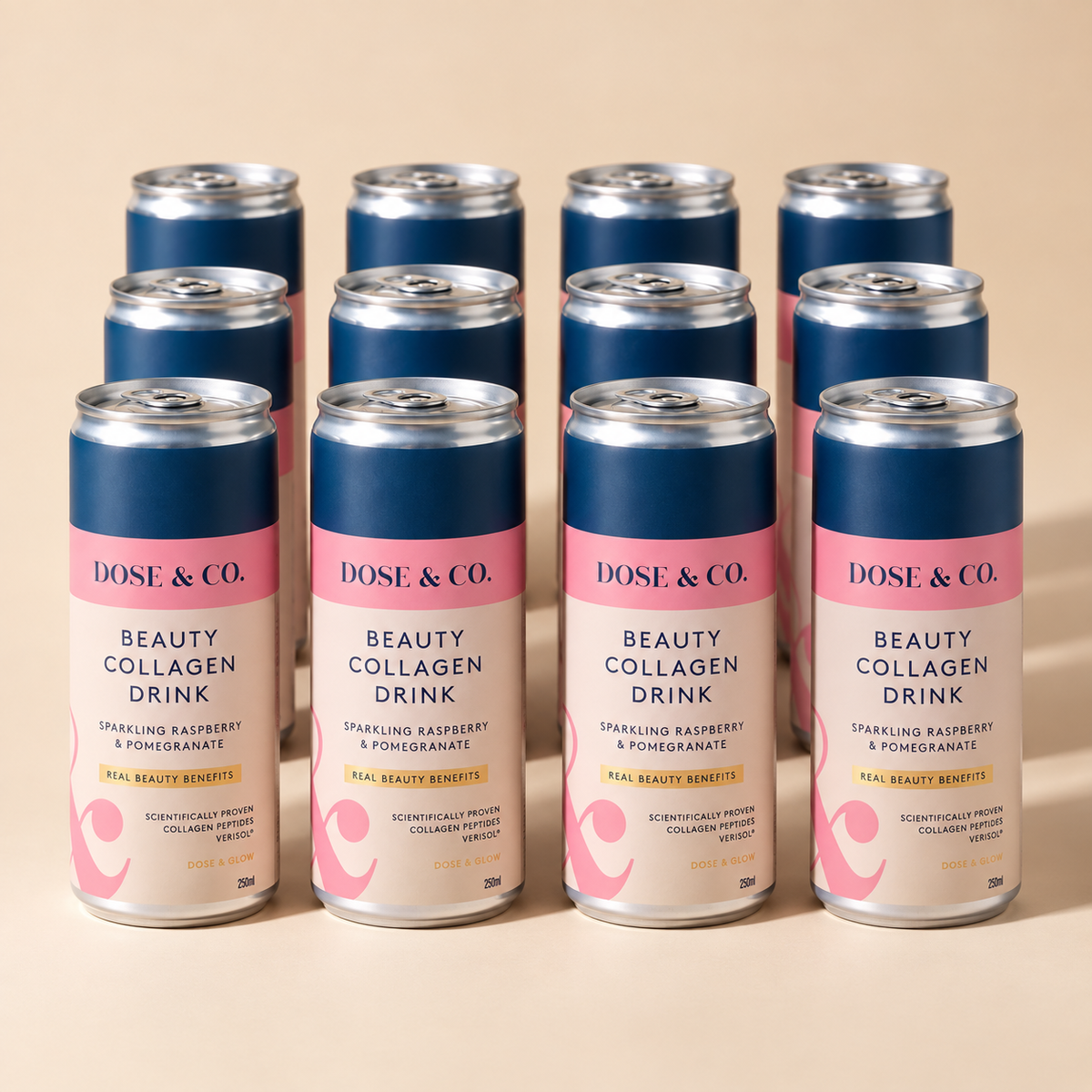Dose & Co Beauty Collagen Sparkling Drink Raspberry & Pomegranate 250ml